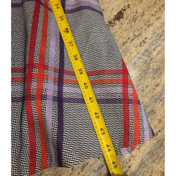 New! Mock Neck Purple Red Gray Plaid NY&Co. Dress Sz XL Pockets Academia Midi - Picture 4 of 16